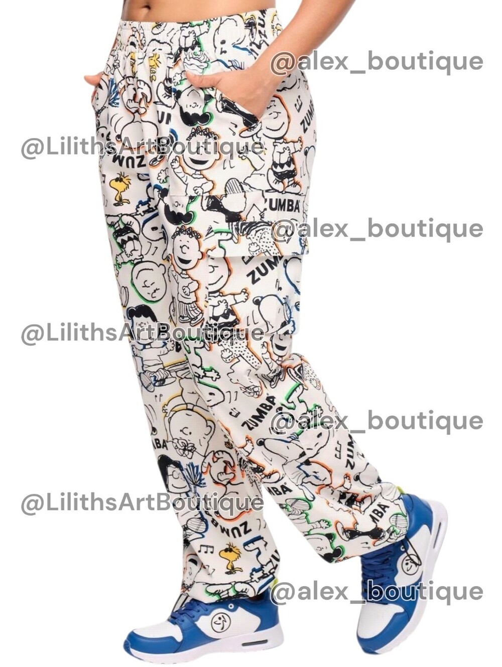 Zumba X Peanuts Cargo Pants Wear It Out White Size M (E096)